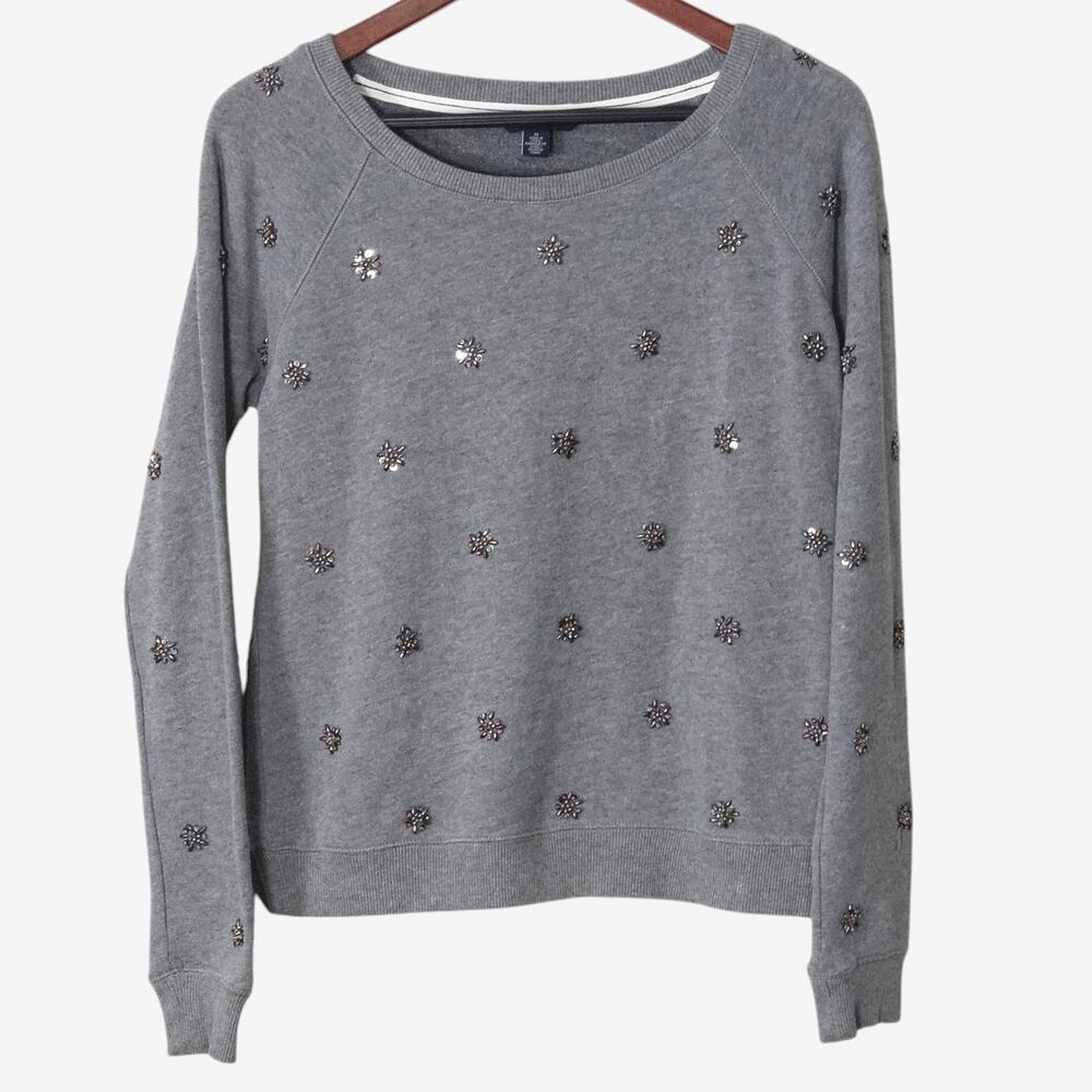 Tommy Hilfiger Gray Embellished Sweater Size M Apres Ski Cozy Glam
